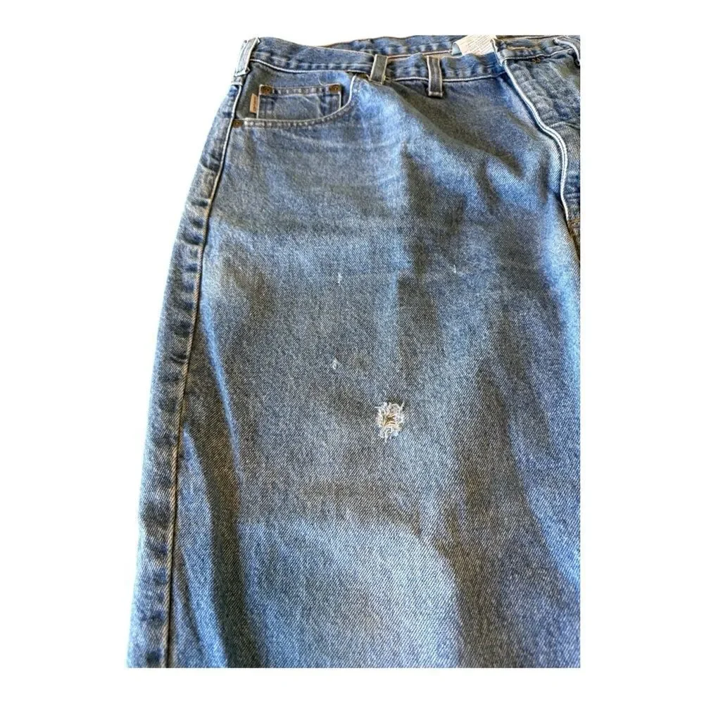Carhartt Jeans Men's 46x30 Blue Denim Relaxed Fit B17 DST Distressed
